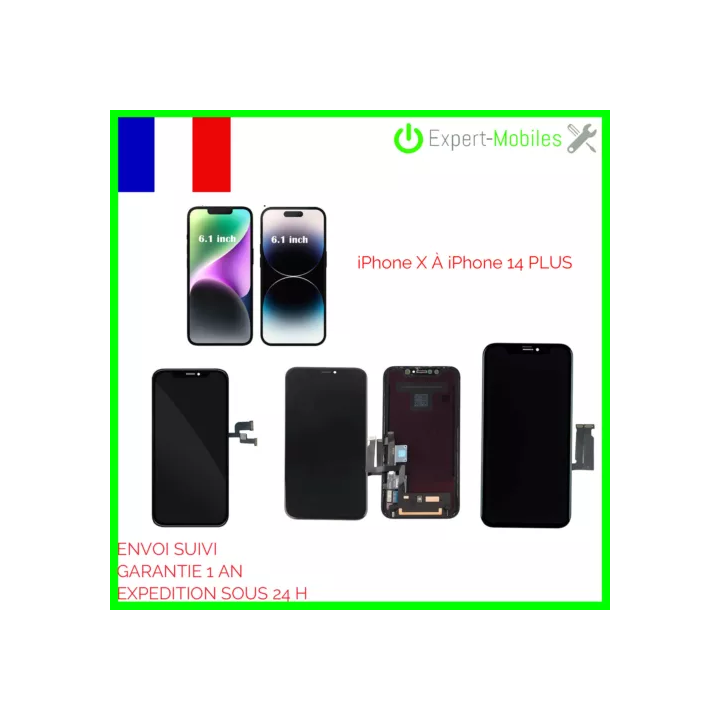 ECRAN COMPATIBLE SUR CHASSIS POUR SAMSUNG GALAXY S10 NOIR G973  