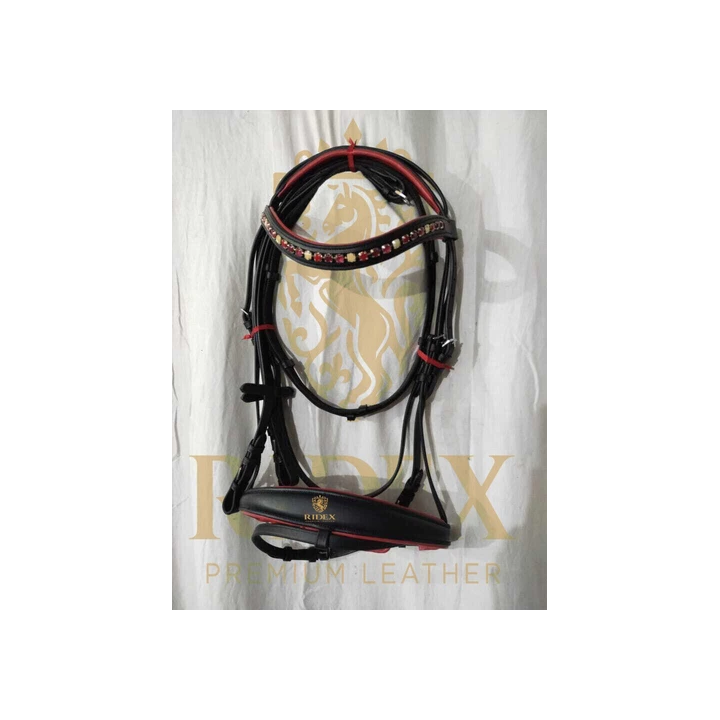 Bracelet en cristal pierre bleue bride en cuir de dressage avec 
