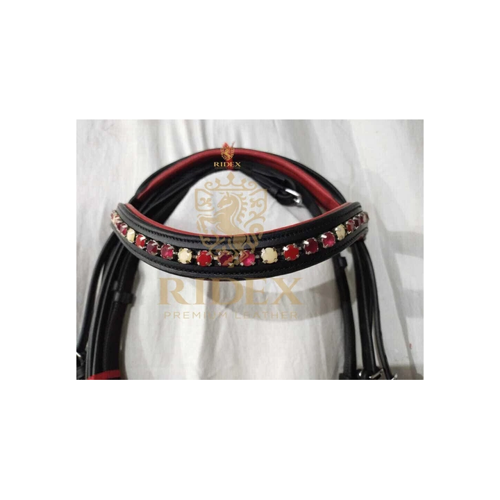 Bracelet en cristal pierre bleue bride en cuir de dressage avec 