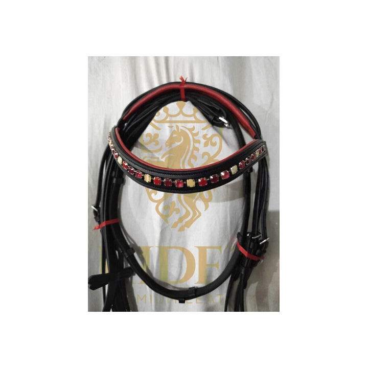 Bracelet en cristal pierre bleue bride en cuir de dressage avec 