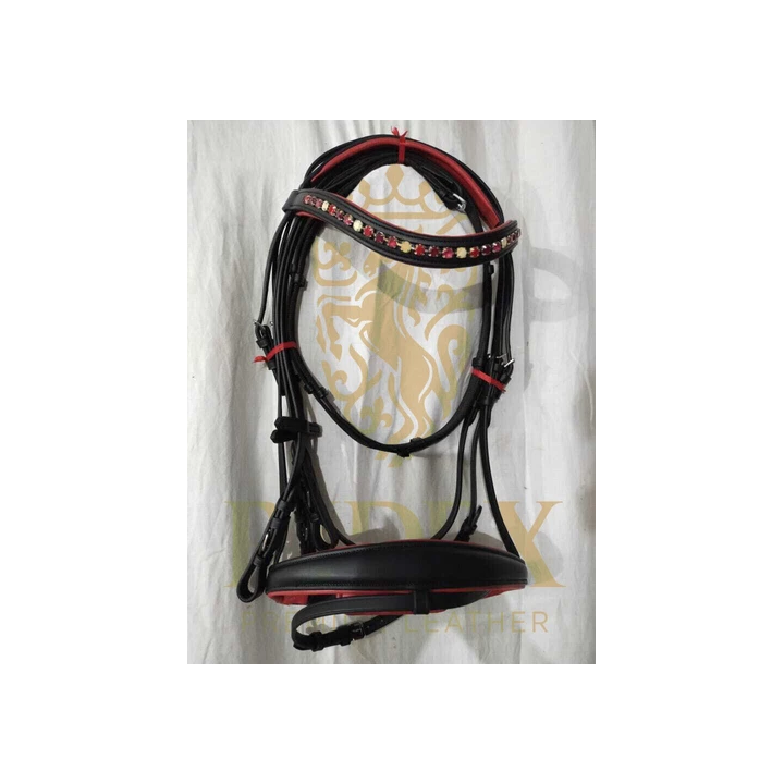 Bracelet en cristal pierre bleue bride en cuir de dressage avec 