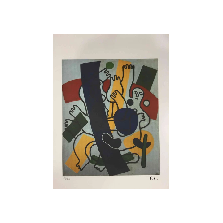 Lithographie de JEAN COCTEAU  Santo Manteau de Feu   signée  da