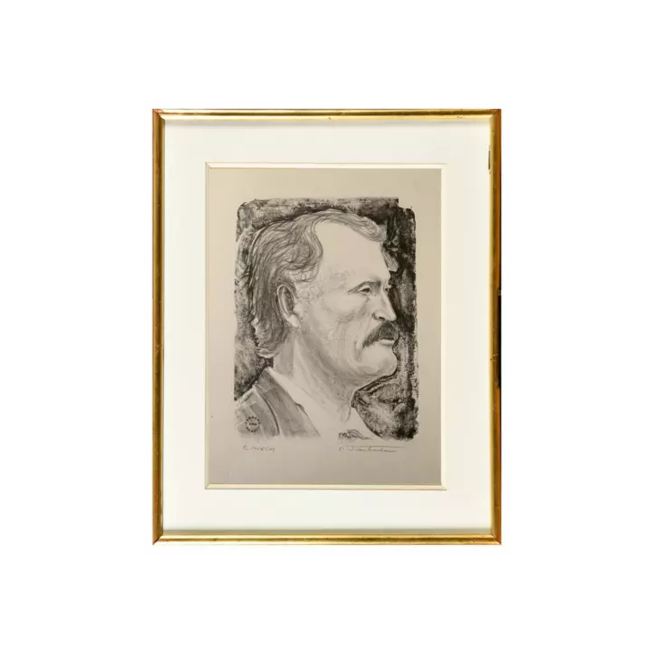 NOUVELLE ANNONCEANCIEN BOIS GRAVE ORIGINAL PORTRAIT DU PEINTRE M