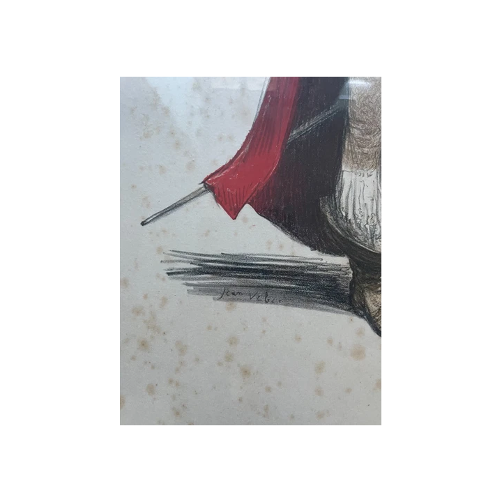 Jean Veber Le pochard sur le lit Lithographie signée et dédica