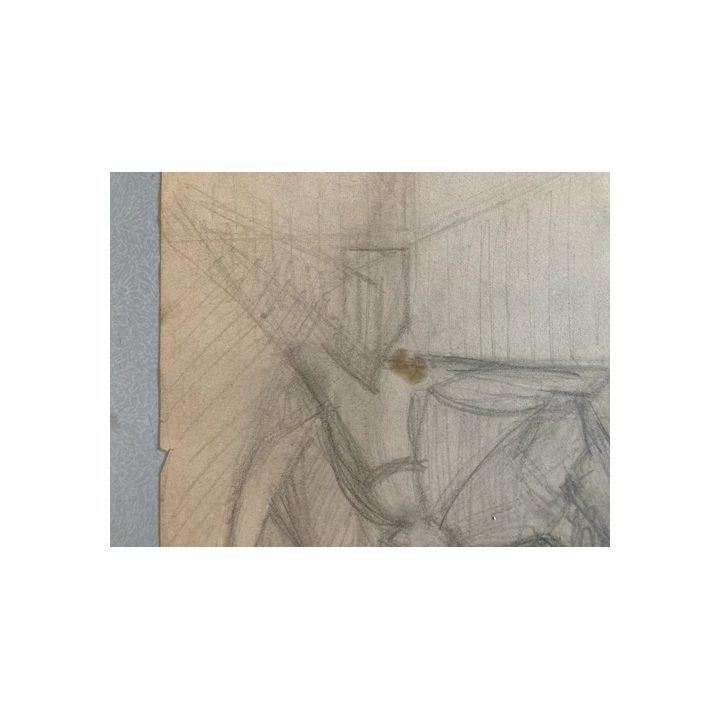 NOUVELLE ANNONCETableau Huile sur Carton Fillette Ouvrage Coutur