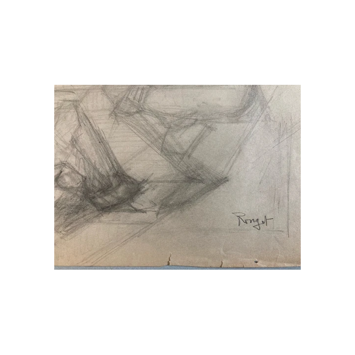 NOUVELLE ANNONCETableau Huile sur Carton Fillette Ouvrage Coutur