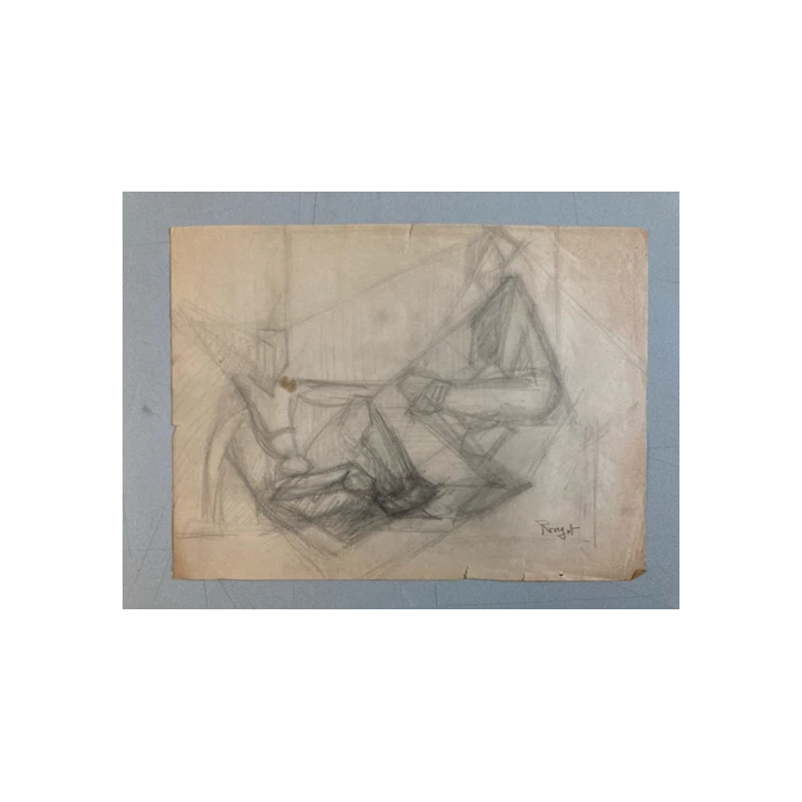 NOUVELLE ANNONCETableau Huile sur Carton Fillette Ouvrage Coutur