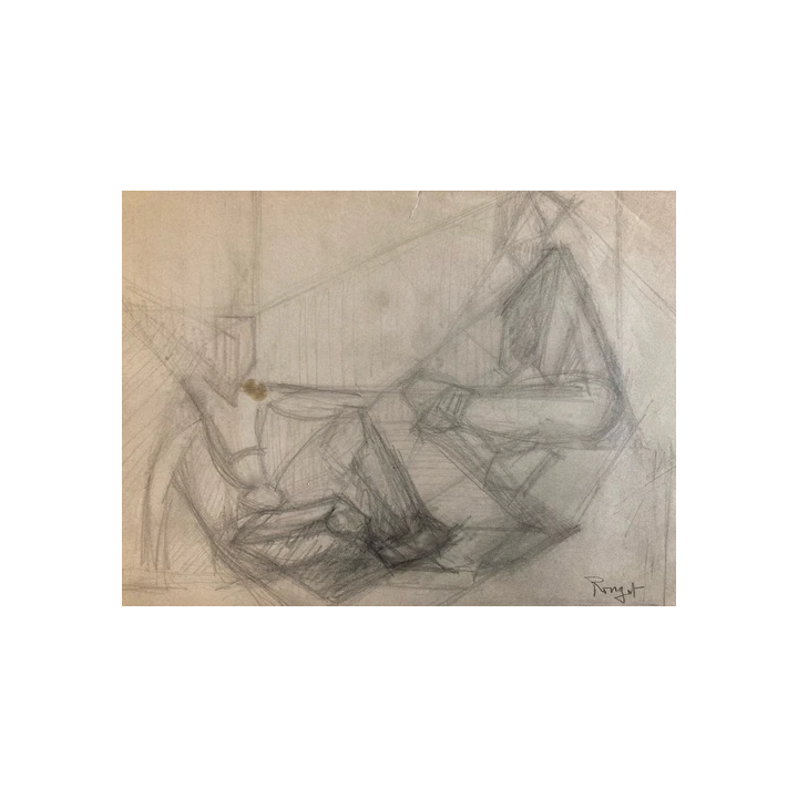 NOUVELLE ANNONCETableau Huile sur Carton Fillette Ouvrage Coutur