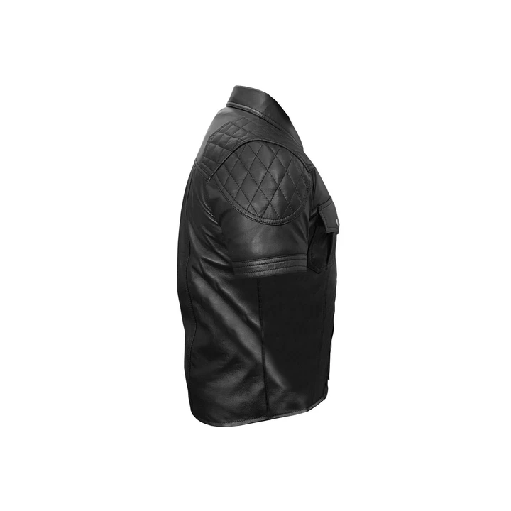 NOUVELLE ANNONCEGilet De Biker En Cuir Noir Réel Renforcé Avec