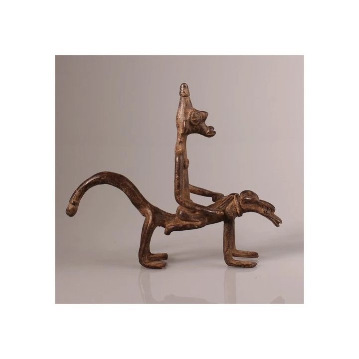 NOUVELLE ANNONCE13880 Senufo Cavalier Bronze Figurine Côte DIvo