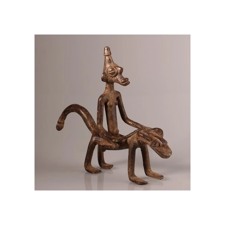NOUVELLE ANNONCE13880 Senufo Cavalier Bronze Figurine Côte DIvo