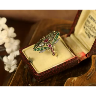 Bracelet Doré Art Deco Strass Floral Bleu Mariage Vintage 1920s