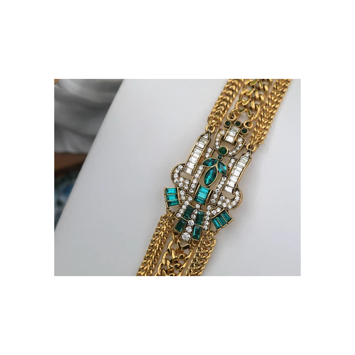 Collier Court Art Nouveau Email Branche de Corail Rouge Vintage 
