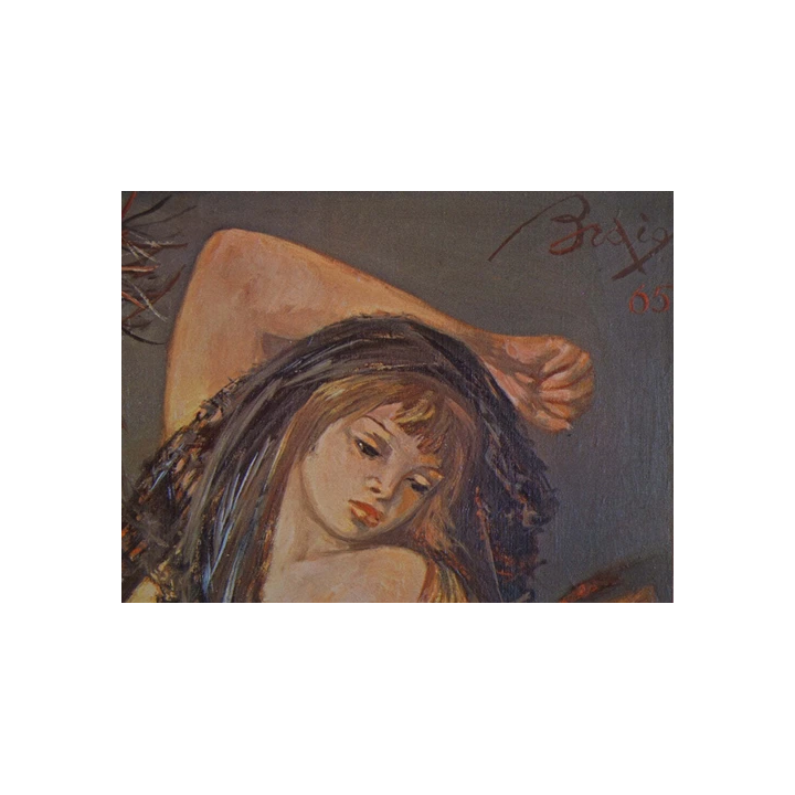 Grand tableau encadré peinture à lhuile sur toile SIGNÉ - Pay