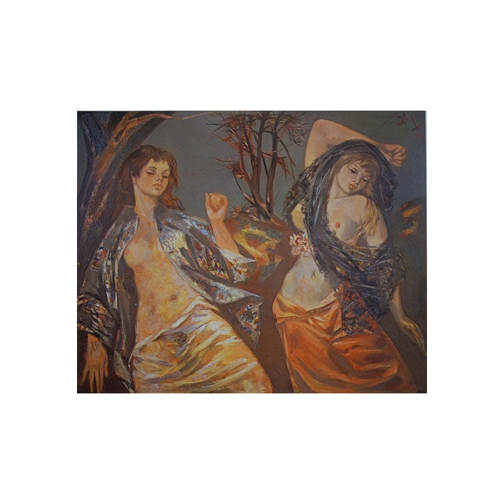 Grand tableau encadré peinture à lhuile sur toile SIGNÉ - Pay