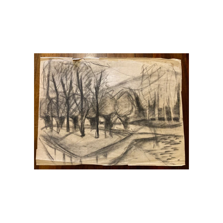 NOUVELLE ANNONCEBeau Dessin Encre Village Cubiste Post Cubisme P