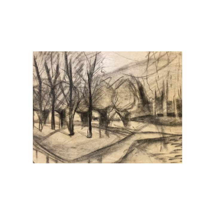 NOUVELLE ANNONCEBeau Dessin Encre Village Cubiste Post Cubisme P