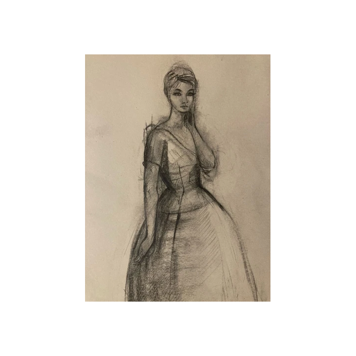 Beau Dessin Fusain Verger Cubiste Post Cubisme Papier 1960 Art P