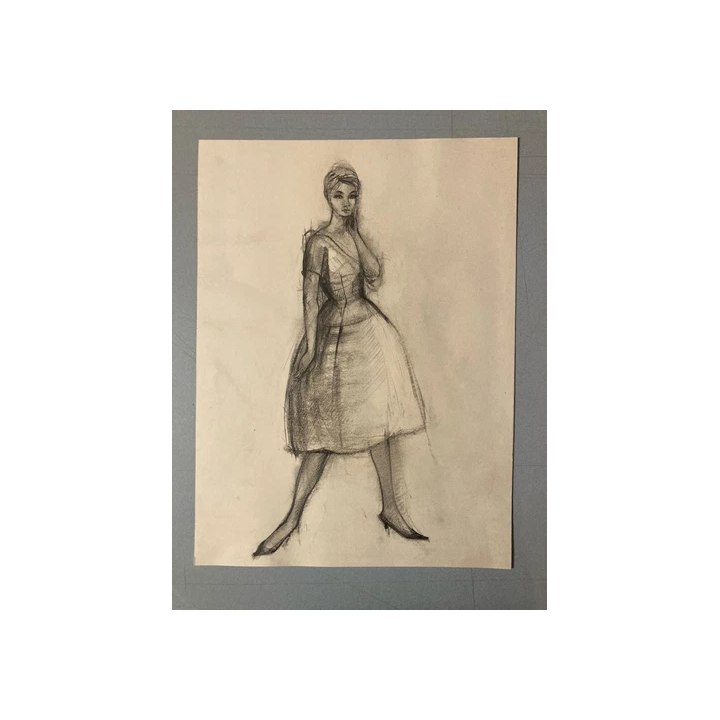 Beau Dessin Fusain Verger Cubiste Post Cubisme Papier 1960 Art P
