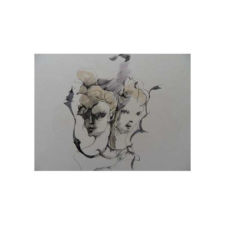 NOUVELLE ANNONCEUmberto MASTROIANNI  La Sorcière Lithographie s