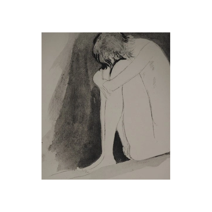 NOUVELLE ANNONCEJean-Gabriel DOMERGUE  Nu sur lherbe noir Gravur