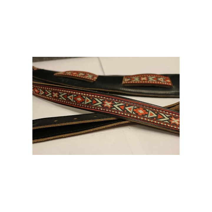Souldier Tulip Rooftop Lennon Gold Flower Guitar Strap with leat