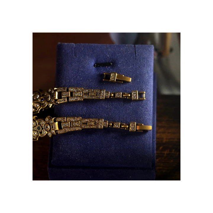 Bracelet Argenté Antique Art Deco Floral CZ Blanc Vintage 1920s