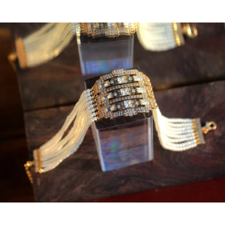 Collier Long Sautoir Pendentif Doré Feuille Ginkgo Perle Blanc 