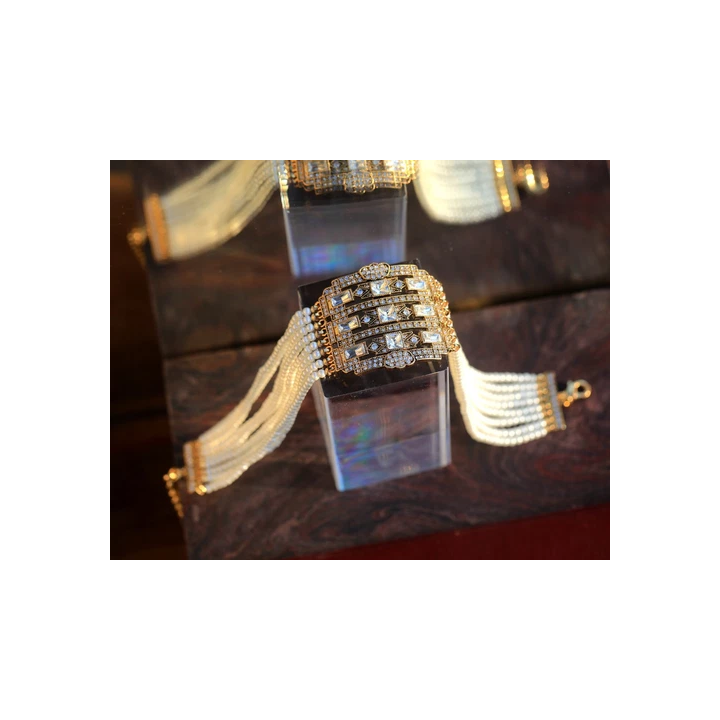 Collier Long Sautoir Pendentif Doré Feuille Ginkgo Perle Blanc 