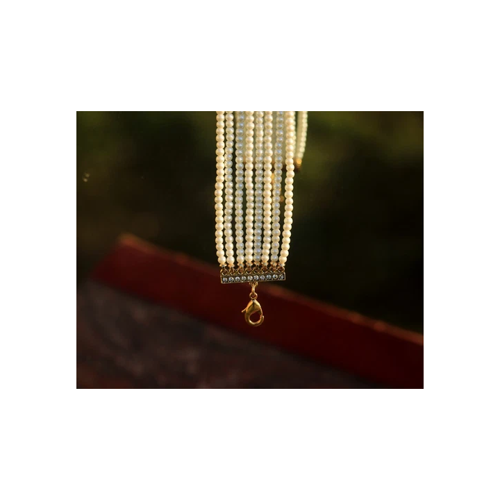 Collier Long Sautoir Pendentif Doré Feuille Ginkgo Perle Blanc 