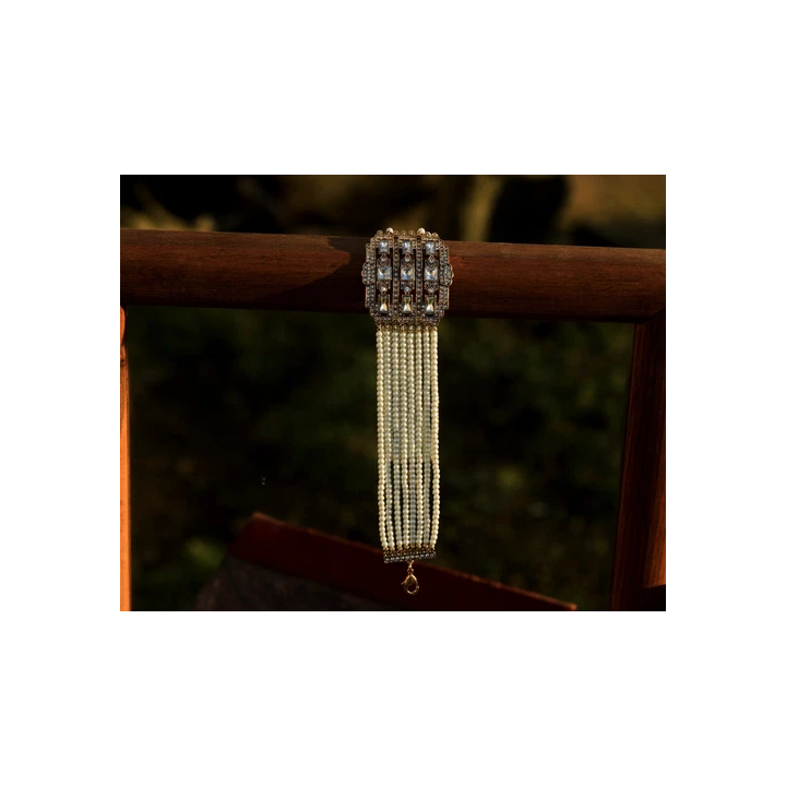 Collier Long Sautoir Pendentif Doré Feuille Ginkgo Perle Blanc 
