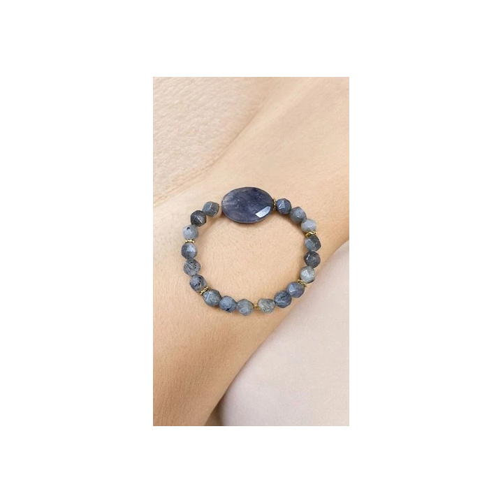 NOUVELLE ANNONCEBracelet en Agate Botswana et Pierre de Lune - S