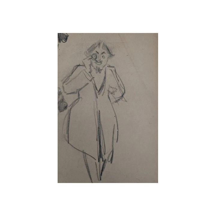 Albert DUBOUT illustration originale coloriée au POCHOIR pour M