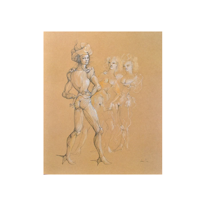 JANICK LEDERLE GRÈCE - FEMME ASSISE 1990 lithographie signée -