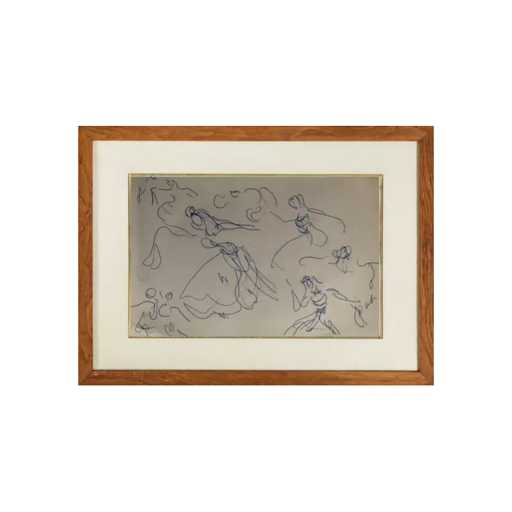 NOUVELLE ANNONCETrès Beau Dessin Abstrait Encre Sur Papier abst