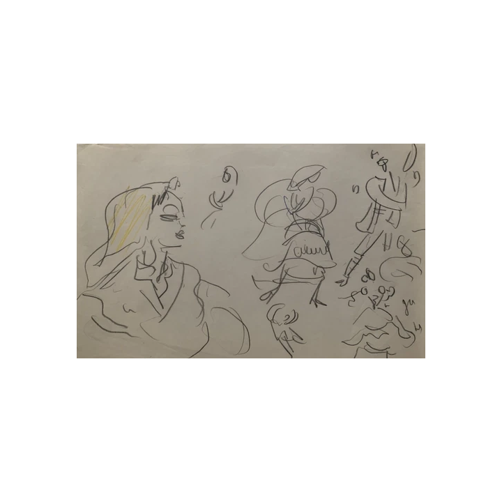 ELISABETH HAHN 1924-2021 Elève de Souverbie SCENE OUVRIERE 1950