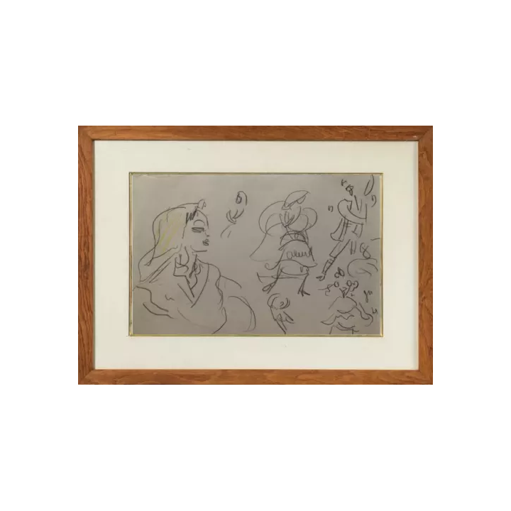 ELISABETH HAHN 1924-2021 Elève de Souverbie SCENE OUVRIERE 1950