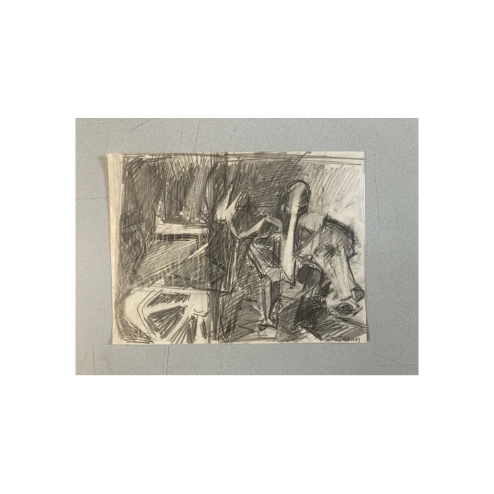 NOUVELLE ANNONCEBeau Dessin Crayon Papier XIXe Arbre Village Art