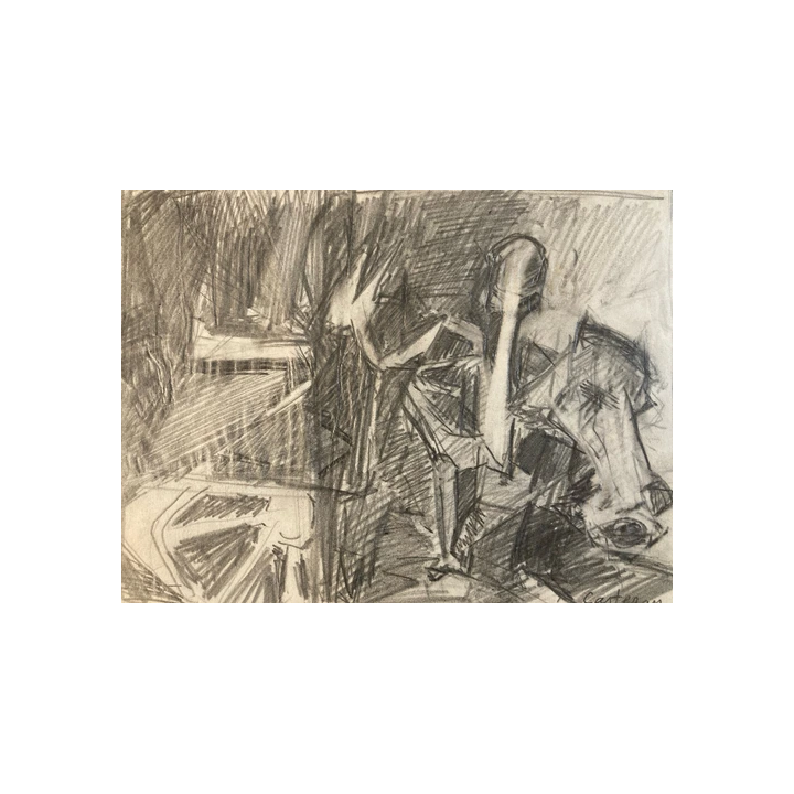 NOUVELLE ANNONCEBeau Dessin Crayon Papier XIXe Arbre Village Art