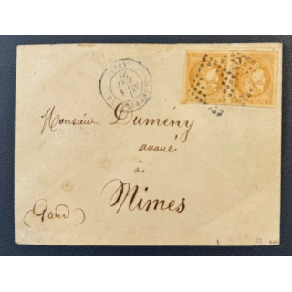 NOUVELLE ANNONCENAPOLEON YT 13  YT 14 x 2 Affr 50c sur Lettre de